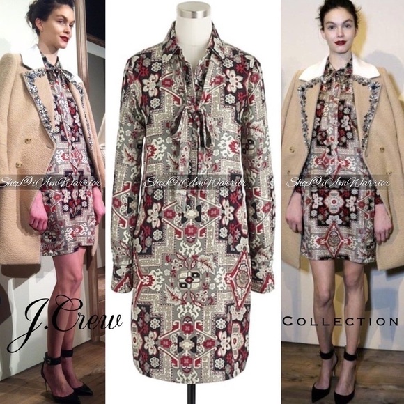 J.Crew Collection Italian silk floral tapestry shirt dress *shop@iamwarrior - Picture 2 of 9